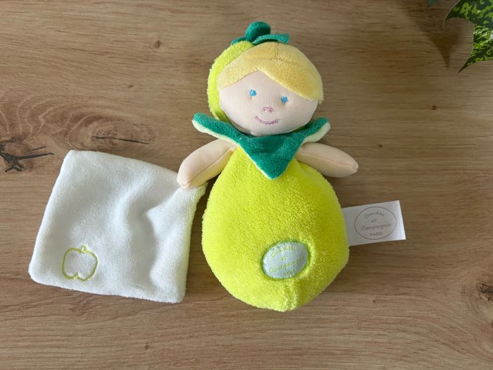 Doudou les demoiselles douillette vert  pomme mouchoir doudou et compagnie - photo numéro 2