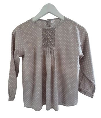 Blouse manches longues brodé à pois 100 % coton fille 10 ans