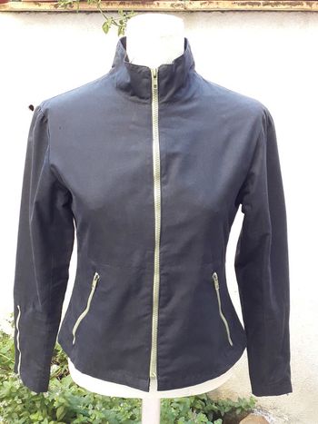 Blouson léger cintré en coton - zips kakis