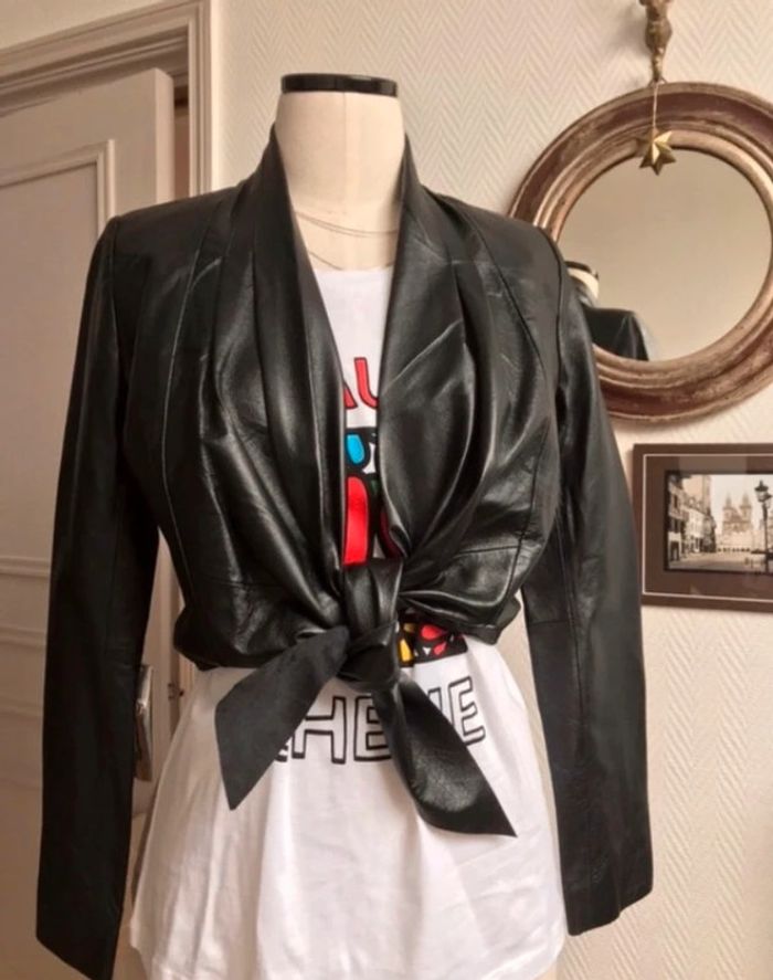 Veste cuir noir courte |Pièce de créateur prototype | modèle Unique 🖤