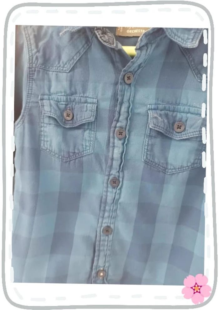 Chemise bleue à carreaux Orchestra 4ans - photo numéro 3