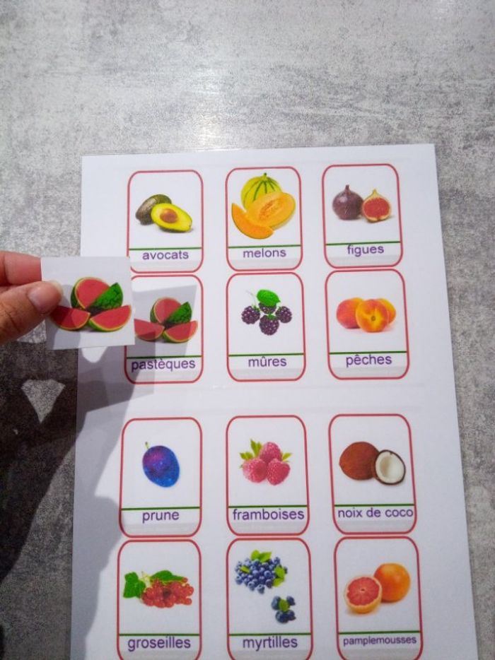 Loto memory fruits et légumes pictogrammes - photo numéro 2
