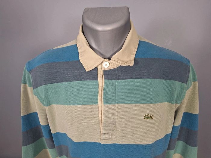 Polo lacoste manche longue multicolore - taille L homme brodé (373) - photo numéro 3