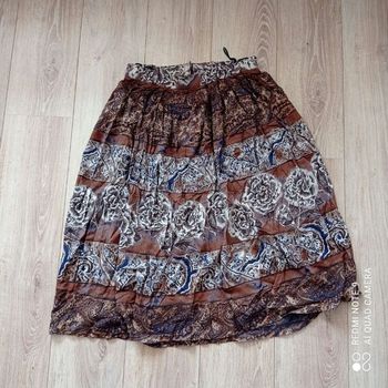 Jupe longue marron à motifs t42/44 vintage