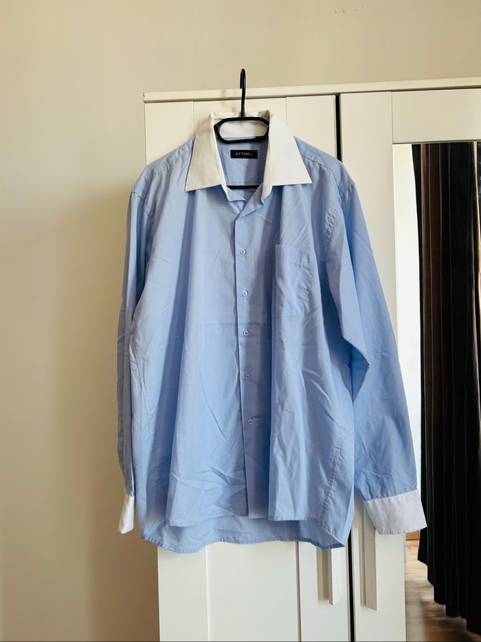 Chemise bleu unie Homme Attore Taille XL