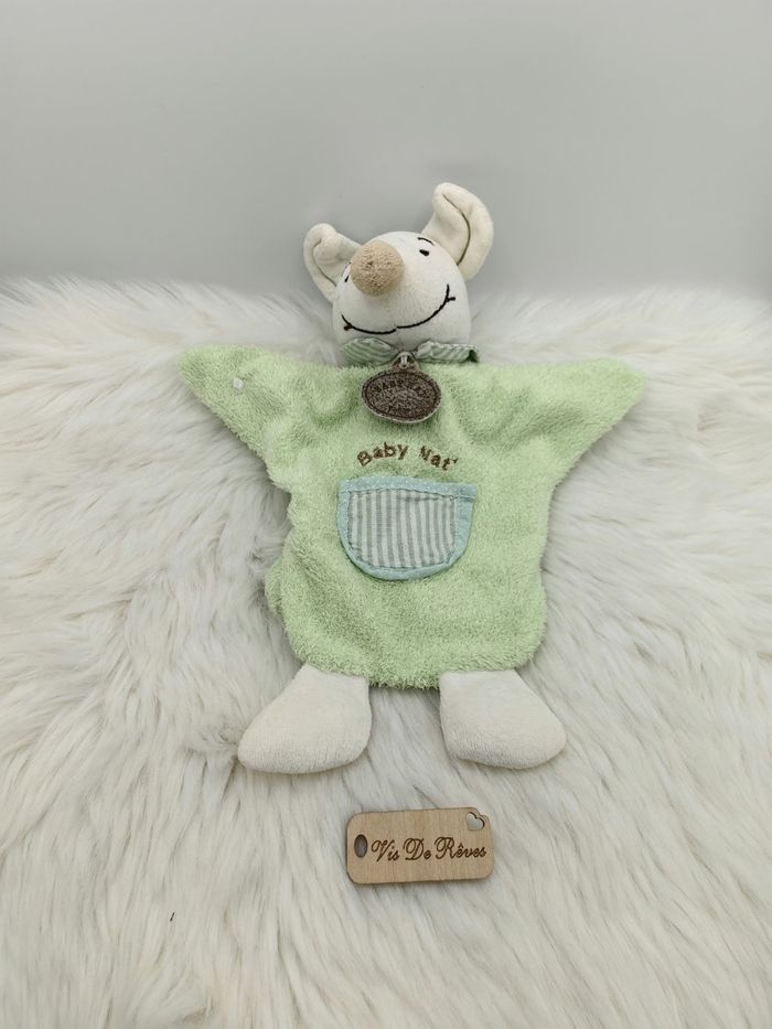 Doudou marionnette Souris Blanc vert Baby Nat - photo numéro 5