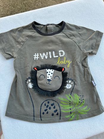 T-shirt vert kaki 24 mois petit béguin