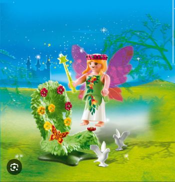 Playmobil fée avec son trône fleurie