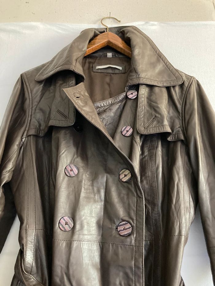 Trench cuir marron - photo numéro 3