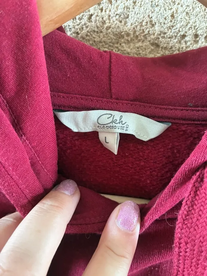 Sweat-shirt à capuche bordeaux - photo numéro 2