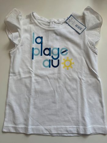 Magnifique t shirt fille jacadi 3 ans la plage au soleil neuf