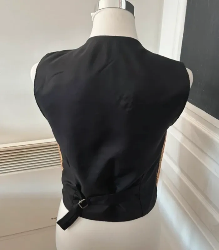 Gilet barman, veste sans manches boutonné , imprimer multicolore - photo numéro 3