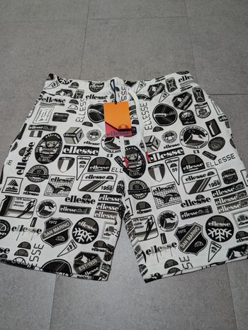 short ellesse blanc imprimés logo all-over taille xs uk neuf
