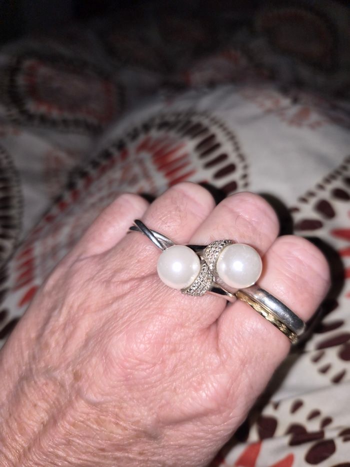 Bague en argent avec perles et strass - photo numéro 2