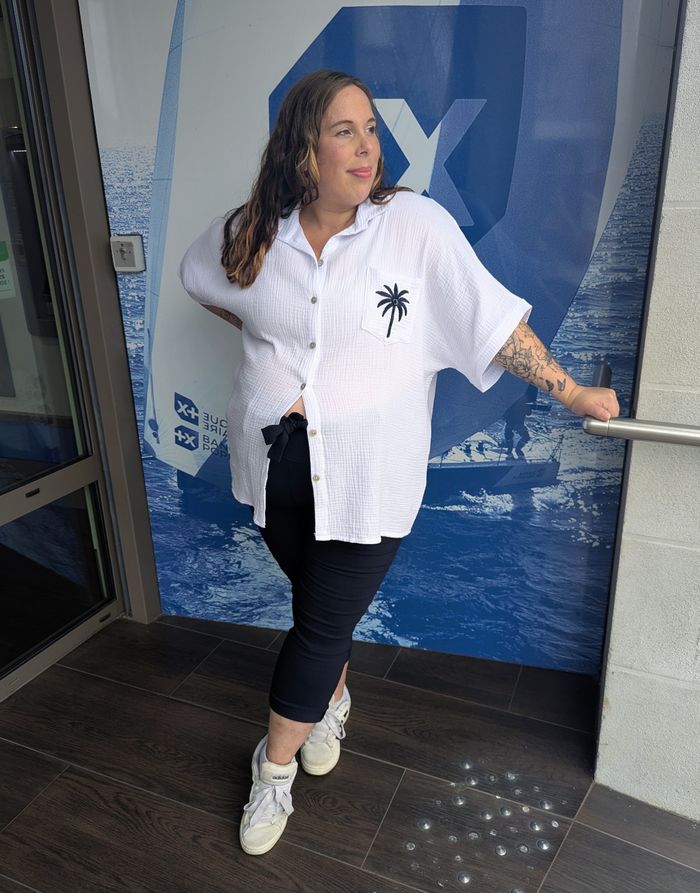 Chemise gaze blanc Palmier bleu marine
TU - photo numéro 2