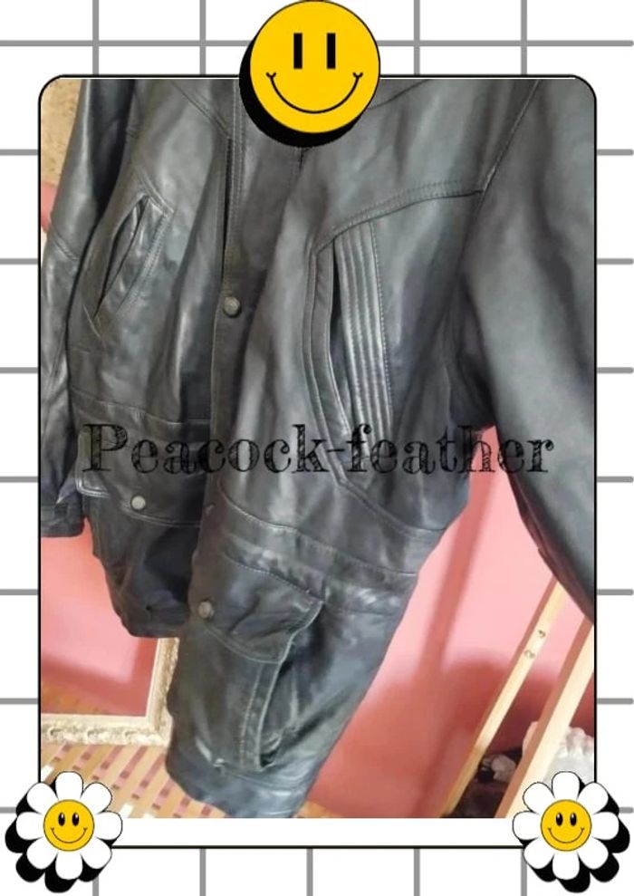 Veste cuir véritable homme noir 56 - photo numéro 5