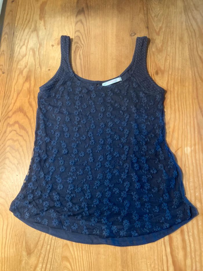 Débardeur Bershka bleu dentelle
