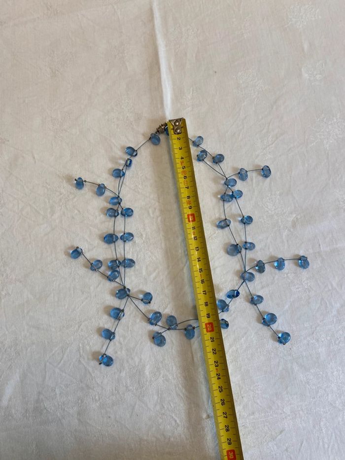 Collier façon rivière de perles, perles de verre bleues - photo numéro 5