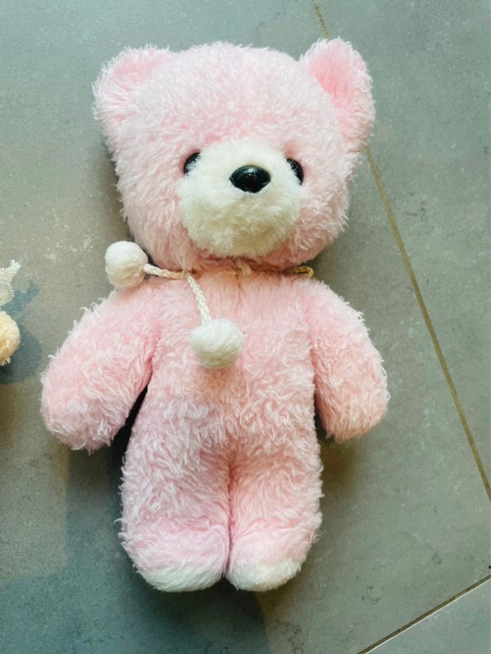 Lot peluche ancienne nounours et grelot - photo numéro 2