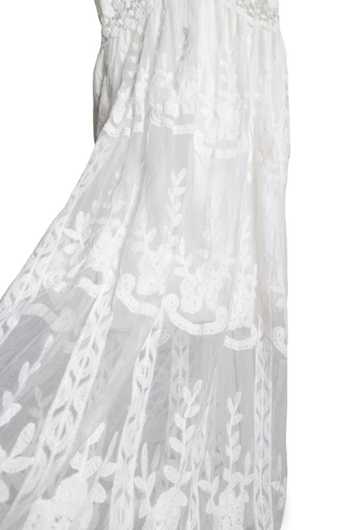 Robe longue blanche dentelle et broderie anglaise bohème vibes Taille S - photo numéro 4