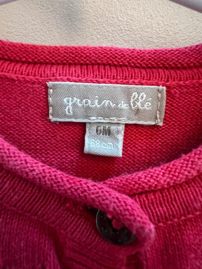 Gilet rose foncé 6 mois grain de blé - photo numéro 2