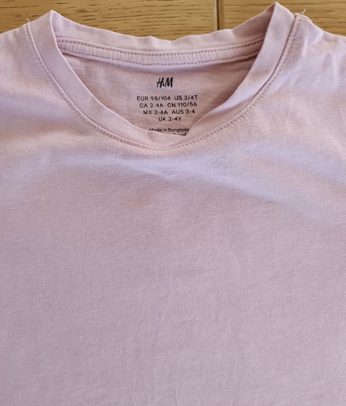 LOT : 6 t-shirts col rond manches courtes coton H&M unis 2-4 ans fille - photo numéro 4