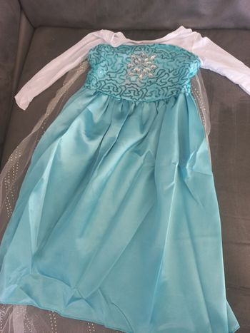 Robe déguisement elsa reine des neiges 3/4 ans avec longue traîne 