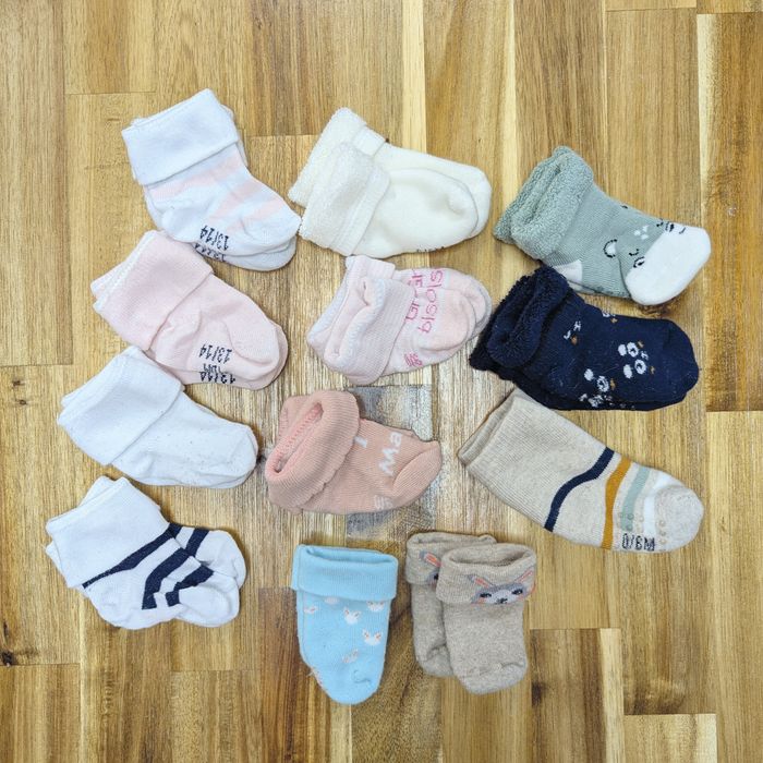 Lot de 12 paires de chaussettes - 13/14 0-6 mois - antidérapante