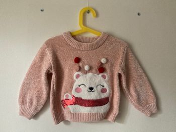 pull en maille avec pompons taille 2 ans