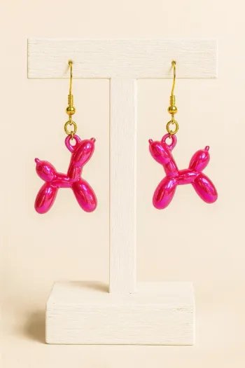 Boucles d’oreilles ballons chien rose