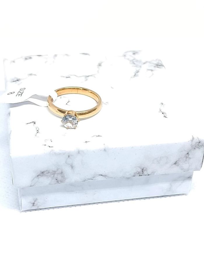 Bague solitaire dorée - photo numéro 4