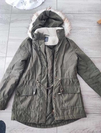 manteau long à capuche kaki