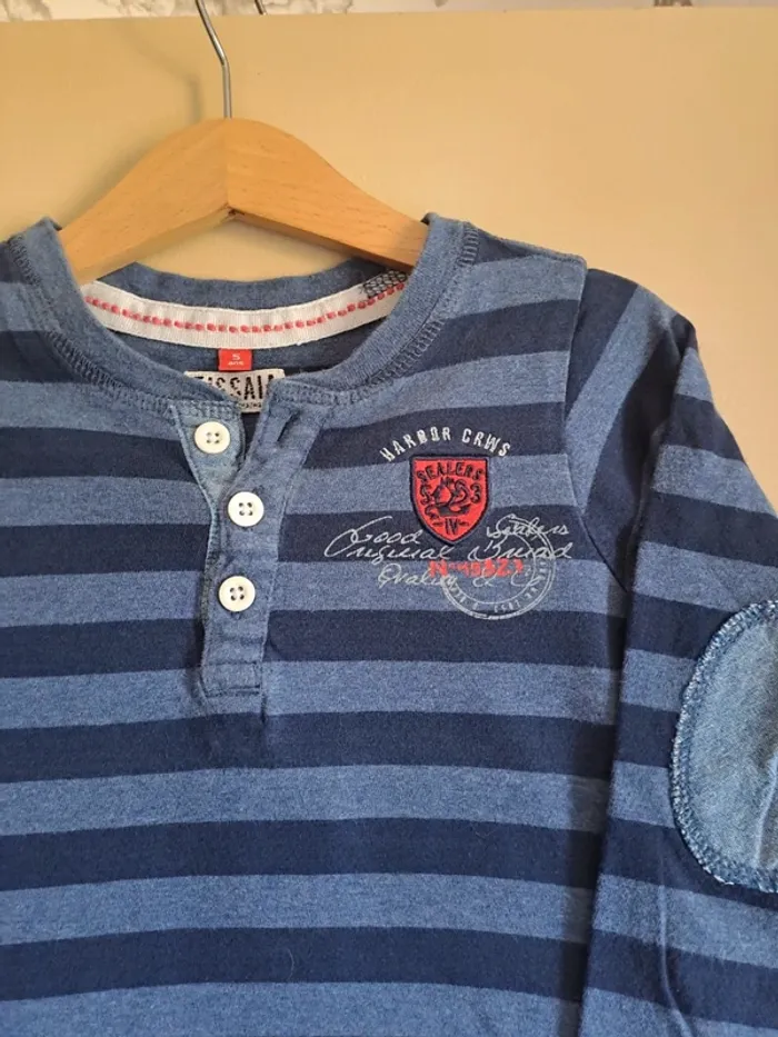 T-shirt garçon 5 ans bleu rayé tbe tissaia - photo numéro 2