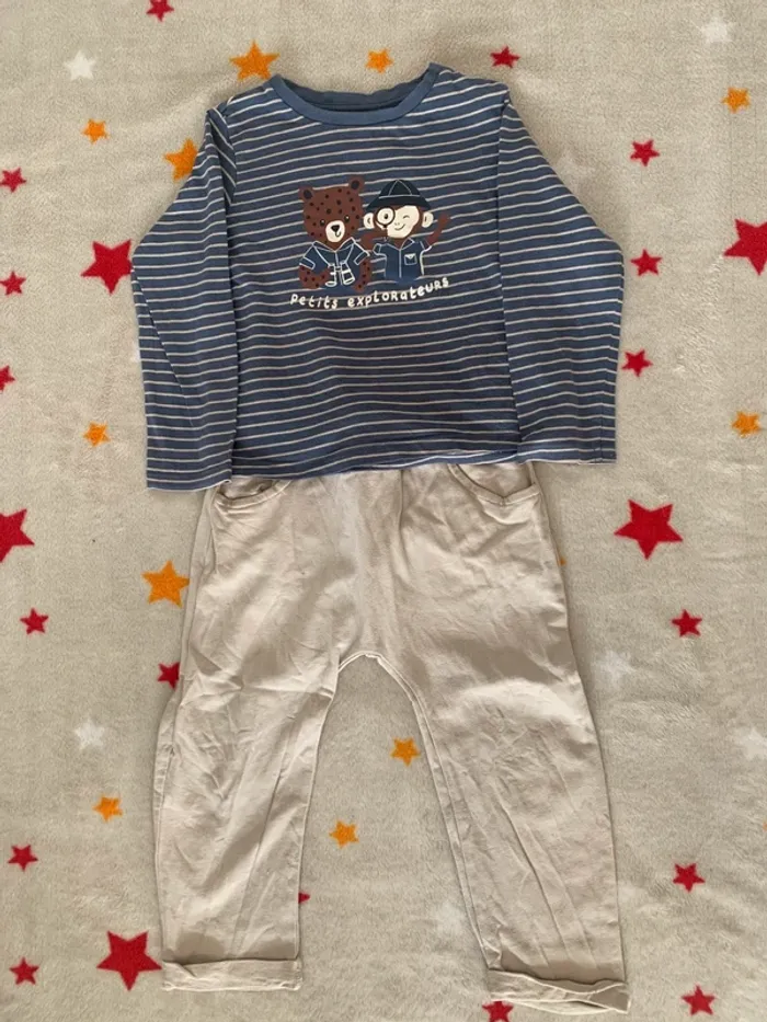 Ensemble Vertbaudet 3 ans Bleu et Beige