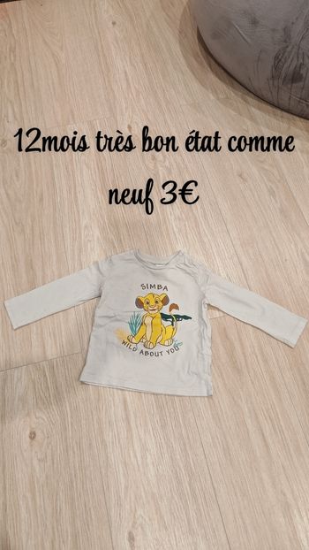 T-shirt manche longue Simba 12mois