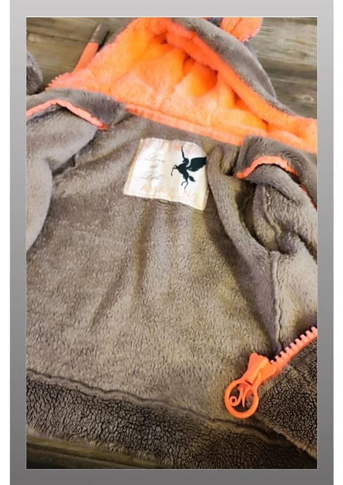 Veste moumoute avec capuche marron clair rose Nirvana Amazing Taille 5 ans - photo numéro 5