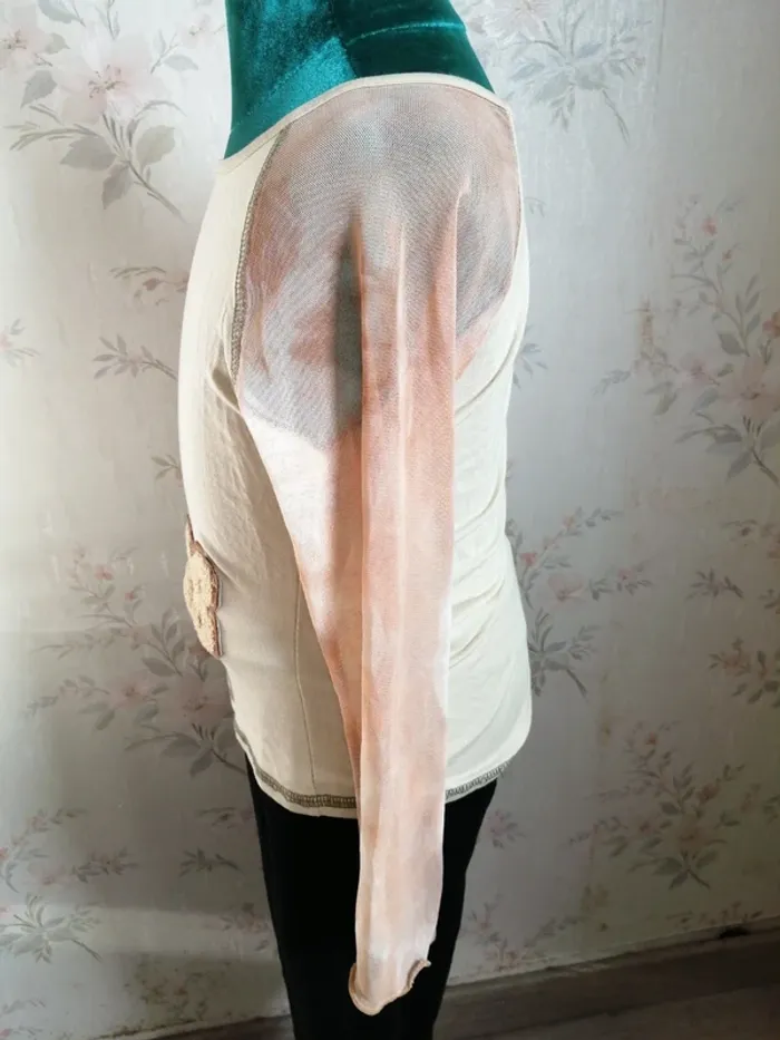 Tee-shirt beige manches longues en résille tie and die / paris / (8ans) - photo numéro 6