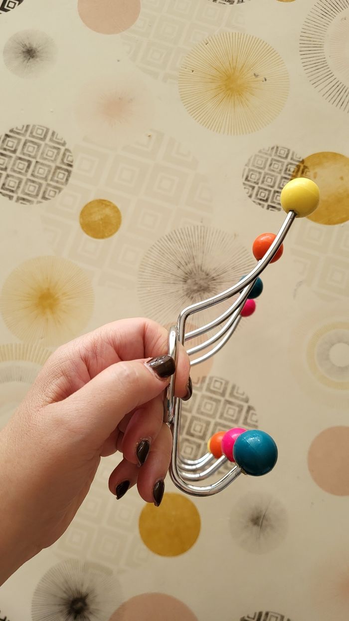 Portemanteau à Suspendre avec 8 Crochets Chromés&Boules Plastiques Multicolores-Style Sputnik 60s - photo numéro 10