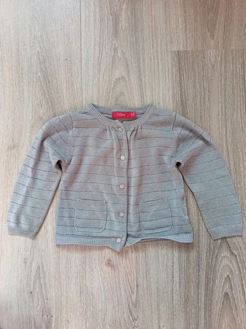 Gilet gris argenté Tissaia fille 12 mois