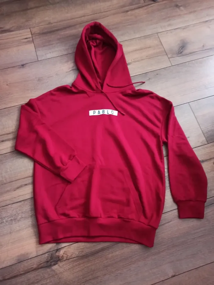 Sweat/pull à capuche homme bordeaux M - photo numéro 2