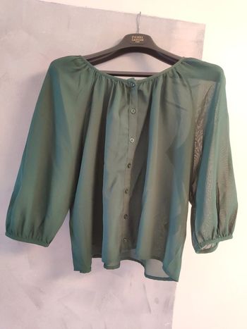 Blouse verte fluide transparente taille S