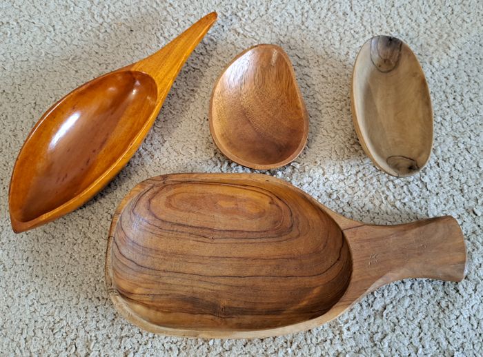 🍽 Lot de 4 coupes et bols vintage en bois