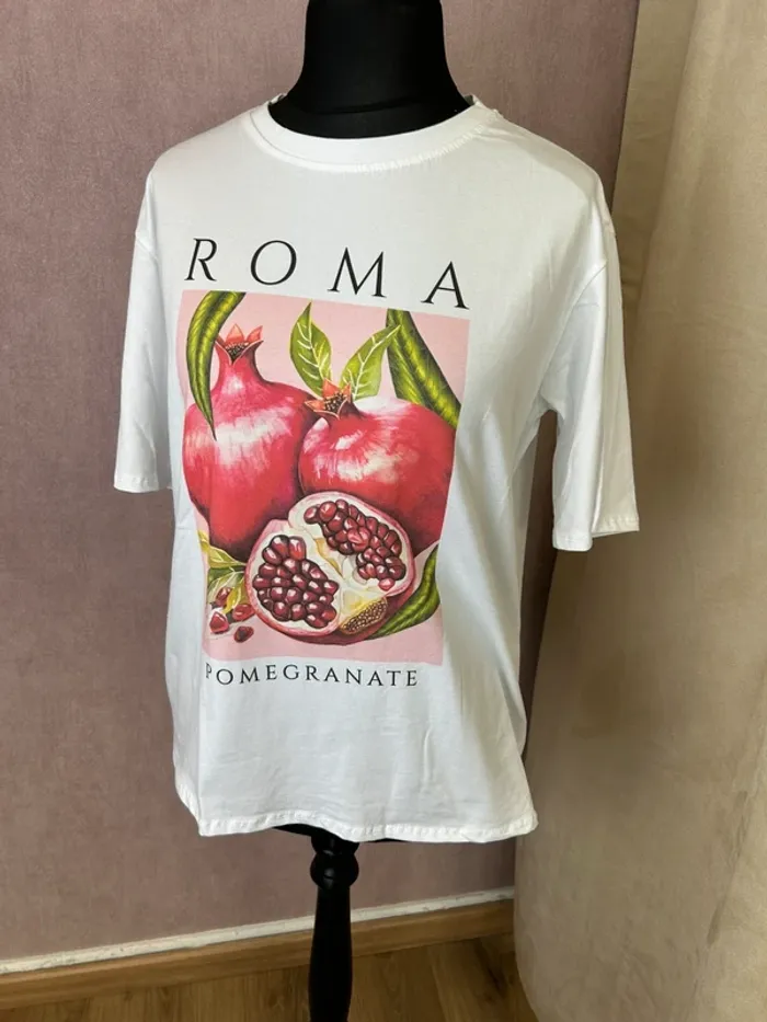 top femme tshirt femme blanc coton taille 38 taille 40 tshrit été femme top imprimé - photo numéro 2