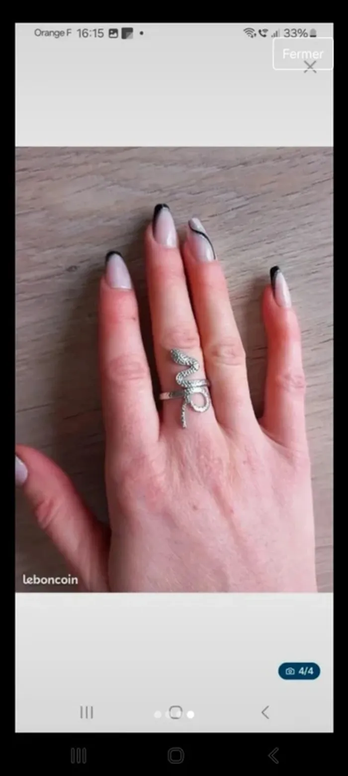Bague serpent femme ajustable - photo numéro 4
