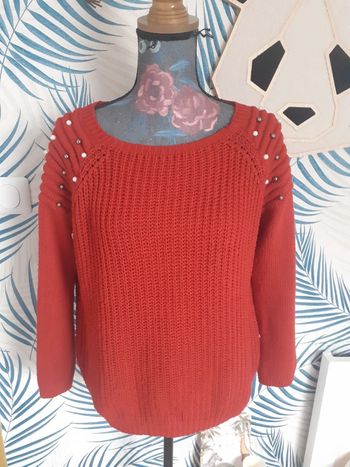 Pull grosse maille rouge XL