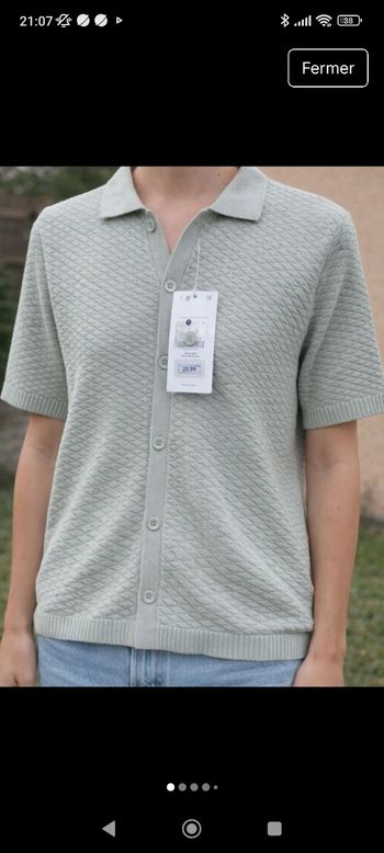 Gilet maille Bershka vert d'eau neuf avec étiquette 