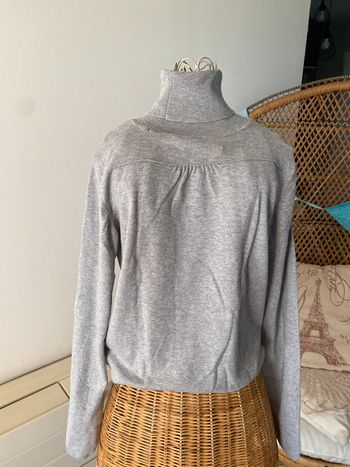 Pull Okaidi maille à col roulé gris taille 14 ans
