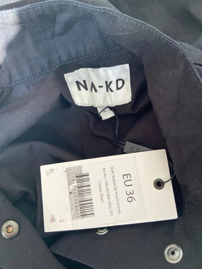 Veste en coton noire à cordon Anorak Kangourou NA-KD Taille S - photo numéro 3