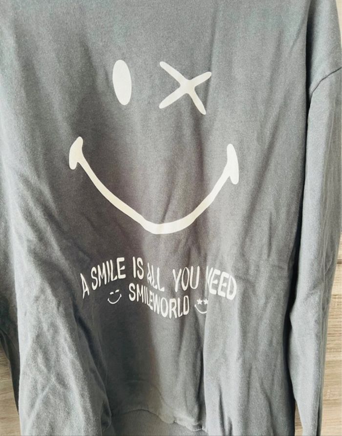 Sweat manches longues femme gris Taille L Smiley - photo numéro 2