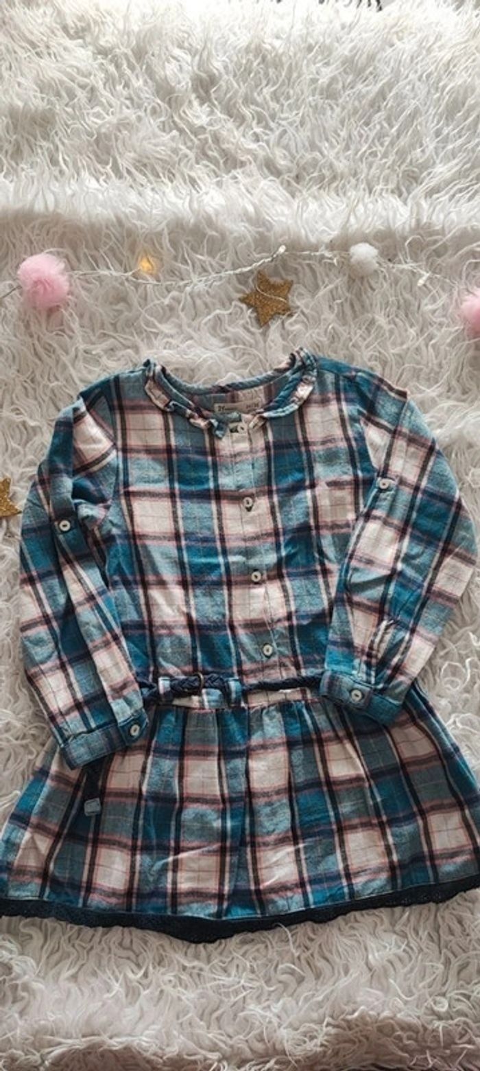 Robe à carreaux avec ceinture Zara taille 24/36 mois - photo numéro 2
